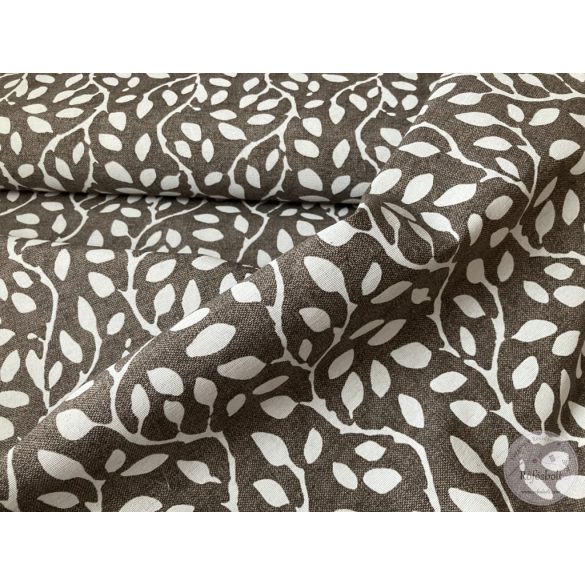 Puha barna alapon fehér inda fut, dekortextil (ME5541)