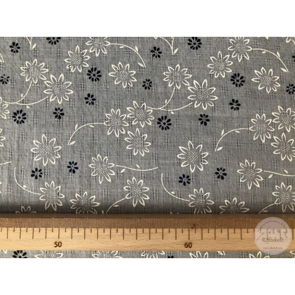 0,95 m EGYBEN KÉRHETŐ közép szürke alapon fehér-sötétkék virágok