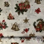   Fehér háttér, karácsonyi kellékek, 160 cm pamutvászon (ME5692)