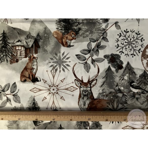 Téli este az erdőben, 160 cm pamutvászon (ME5694)