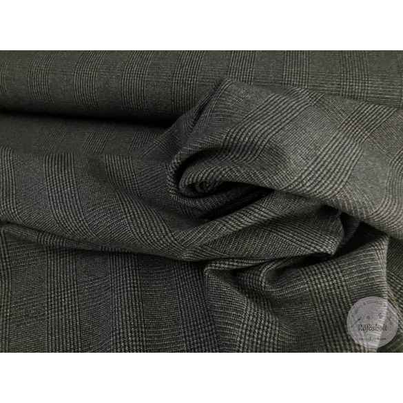 0,6 m EGYBEN KÉRHETŐ angol kockás, antracit színű ruhaanyag (ME5702)
