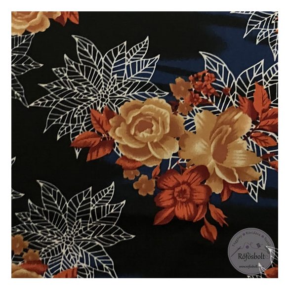 Királykék-fekete háttéren nagy virágfejek (ME5750)