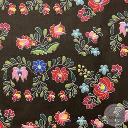 Fekete alapon matyóhímzéses minta (ME5770)