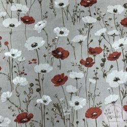 Cappuccino háttérben piros-fehér pipacsok,160 cm (ME5776)