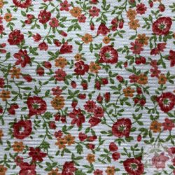    Piké: fehér háttéren apró, narancs kis virágok (ME5782)