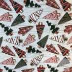 Fehér alapon színes fenyőfák (ME5422) loneta