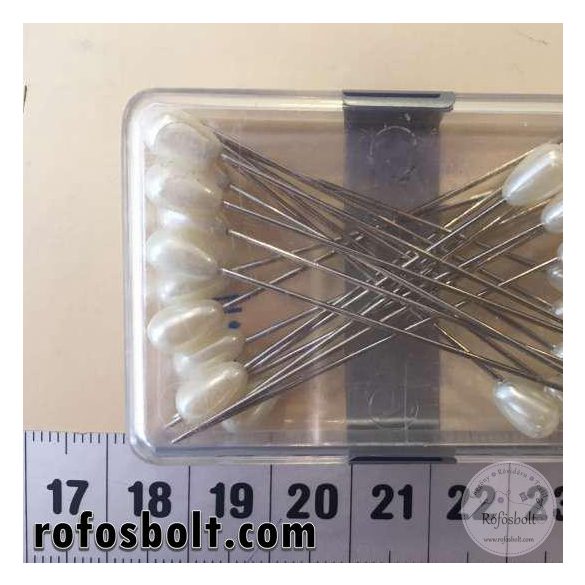 Gombostű: gyöngyházfehér műanyag NAGY fejű (51 mm-es)