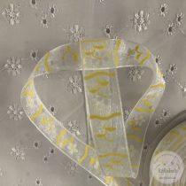   Organza alapon ízlése sárga szárú, fehér fejű virágszál