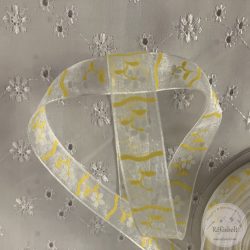   Organza alapon ízlése sárga szárú, fehér fejű virágszál