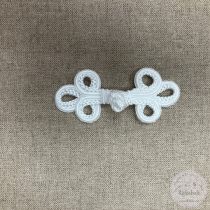 Paszomány gombolás,: fehér, 12,5 cm