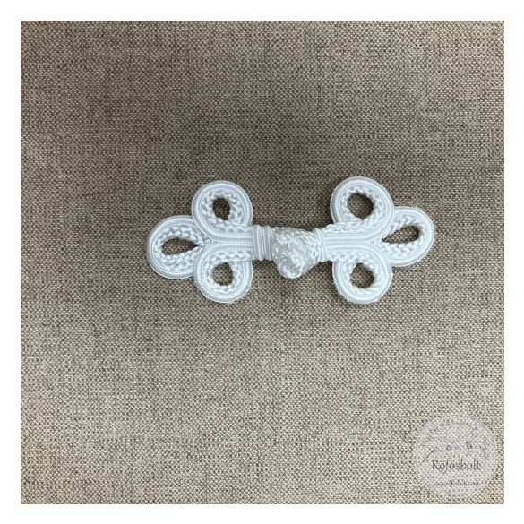 Paszomány gombolás,: fehér, 12,5 cm