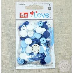 Prym Fehér-kék kör alakú műanyag patent 393 009