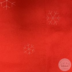   Piros polár alap, fehér hópihék lesznek hímzés után, ágytakaró