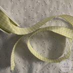 Drótos szélű, kivi zöld-fehér francia kockás