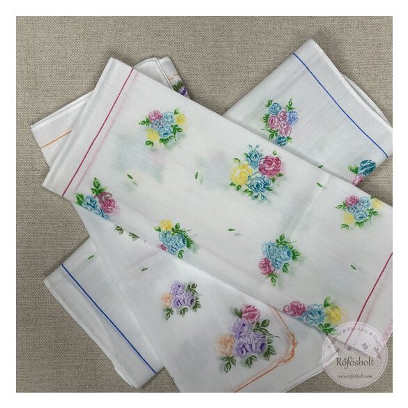 Rózsacsokor narancs, kék, rózsaszín széllel 