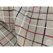   65x65 Cappuccino alapon piros-barna-fekete vonalas asztalközép