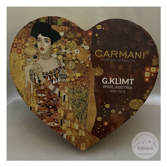 Selyembéléses, szív alakú díszdobozos két gyönyörű Klimt bögre