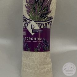 Eckü színű alapon levendula hímzés, konharuha