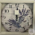 Levendulás falióra, 35x35 cm