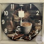 Kávés falióra, 35x35 cm