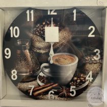 Kávés falióra, 35x35 cm