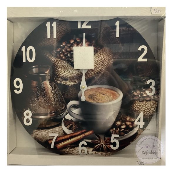 Kávés falióra, 35x35 cm