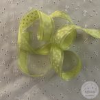   Zöld organza széllel apró fehér pöttyök zöld szaténon